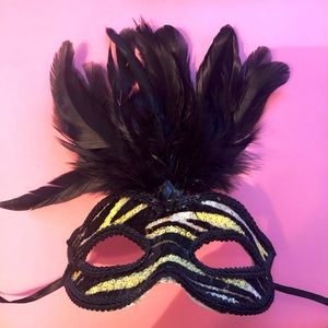 Beautiful Mardi Gras Sequin and Feather Mask